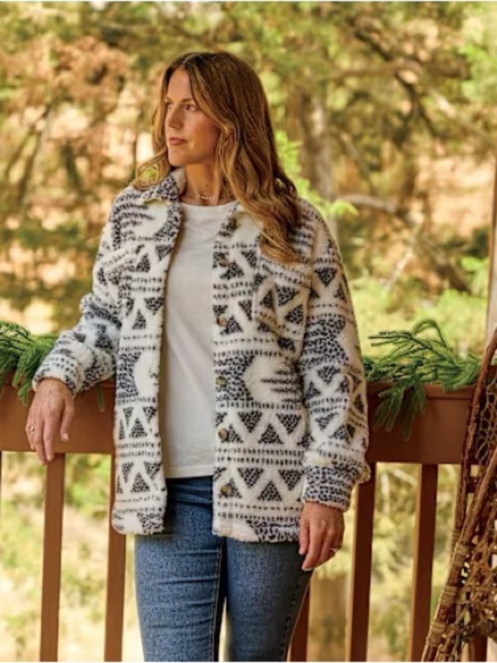 Natural Reflections Fuzzy Sherpa Shirt Jacket